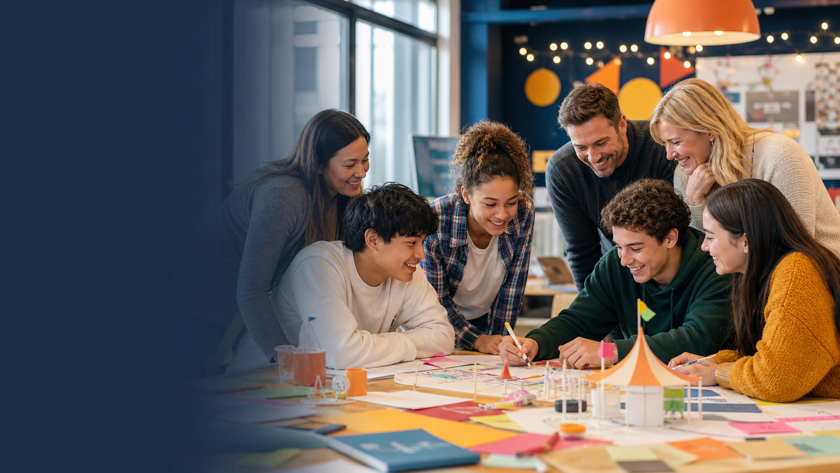 Teen entrepreneurs and parents planning a business project